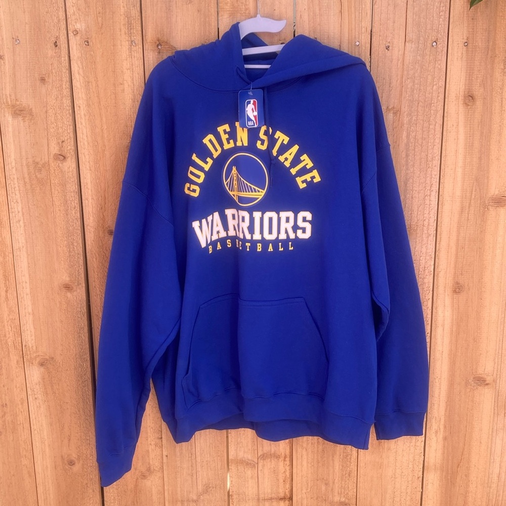 NEW Golden State Warriors Pullover Hoodie Sweater Sweatshirt XL NBA Blue Yellow